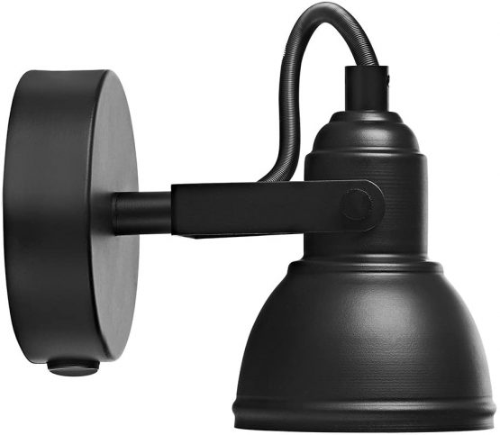 Unique Industrial Designed Matt Black Switched Wall Spot Light by Happy Homewares - Image 3