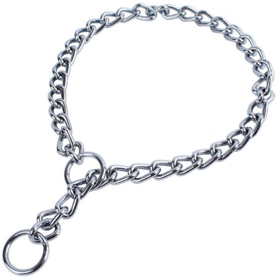Bunty Strong Metal Dog Choker Choke Chain Training Collar Anti-Pull With Ring For Lead - Small