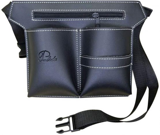 Hairdressing Pouch Belt Professional Multifunction Makeup Tool Bag Salon Holster Hair Scissors Kit Bag Shears Brushes Storage (Black) - Image 3