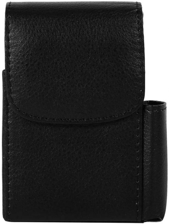 Cigarette Organizer Case, PU Leather Cigarette Box Cigarette Case Tobacco Pouch With Lighter Holder Name Card Storage Container New (Black) - Image 2