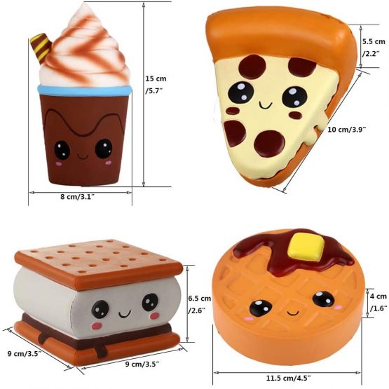 Anboor 4 Pcs Squishies Smore Waffle Cake Pizza Coffee Cup Kawaii Scented Soft Slow Rising Squeeze Stress Relief Kids Toy Xmas Gift - Image 2