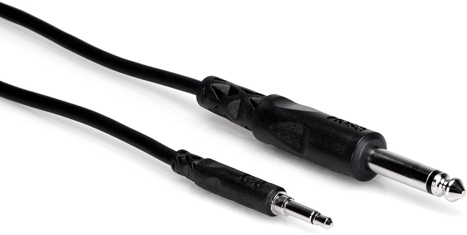 HOSA Mono Interconnect 3.5 Mm Ts to 1/4 in Ts 5 Ft, Black, 5'