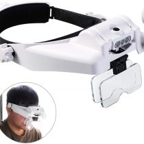 Lighted Head Magnifier With Detachable LEDs, Handsfree Reading Head Mounted Magnifying Visor Headset Helmet Magnifier Loupe for Close Work/Sewing/Crafts/Reading/Repair/Jewelry Making (1X to 14X)