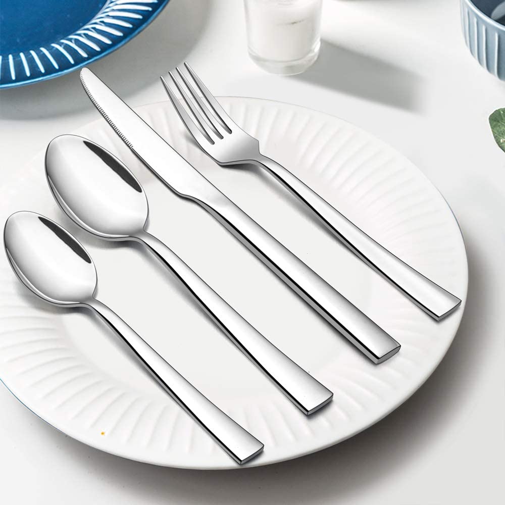 Cutlery Set, Stainless Steel 24 Piece Flatware Silverware Set for 6, Knife Fork Spoon Set Ideal for Home/Camping/Party - Image 2