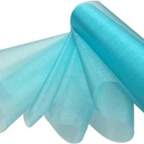 29cm x 25m Roll of Organza Sheer Fabric - Elegant Decorative Cloth for Wedding Chair Bows, Table Runners, Party Favours - Crafting Supplies for Ribbons, Dress Accents,and Bags, Aqua Blue