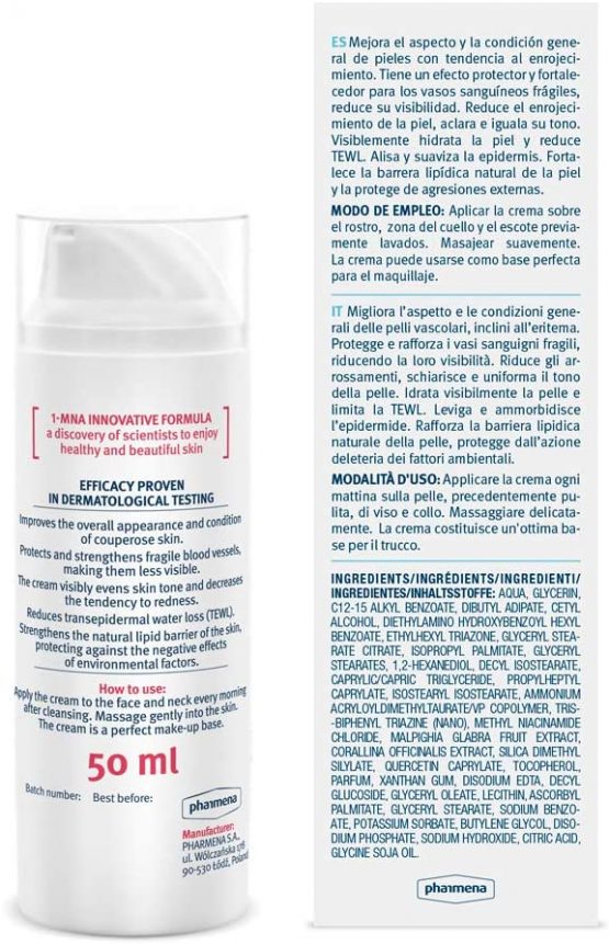 Revium Rosacea Anti-Redness Intensive Day Cream for Couperose Skin Prone to Erythema, with UVA and UVB Filters, 1-MNA Molecule, Corallina Officinalis Red Algae Extract, Acerola Fruit, 50ml - Image 2