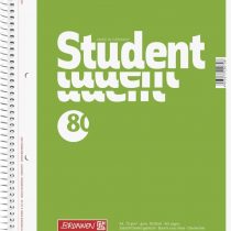 Brunnen Collegeblock Notepad Student, 4 Compartment, 70 g/m², A4 Spiral Notebook – 80 Sheets