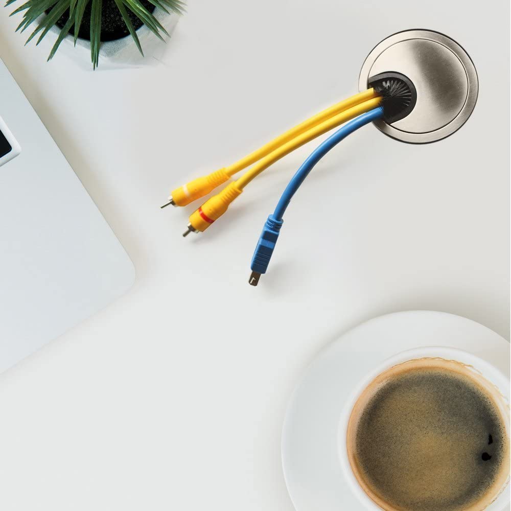 Vigorous 60mm Desk Table Grommet Stainless Steel Cable Tidies Port Hole Covers (Brushed Steel), Gold, 1Pack - Image 4