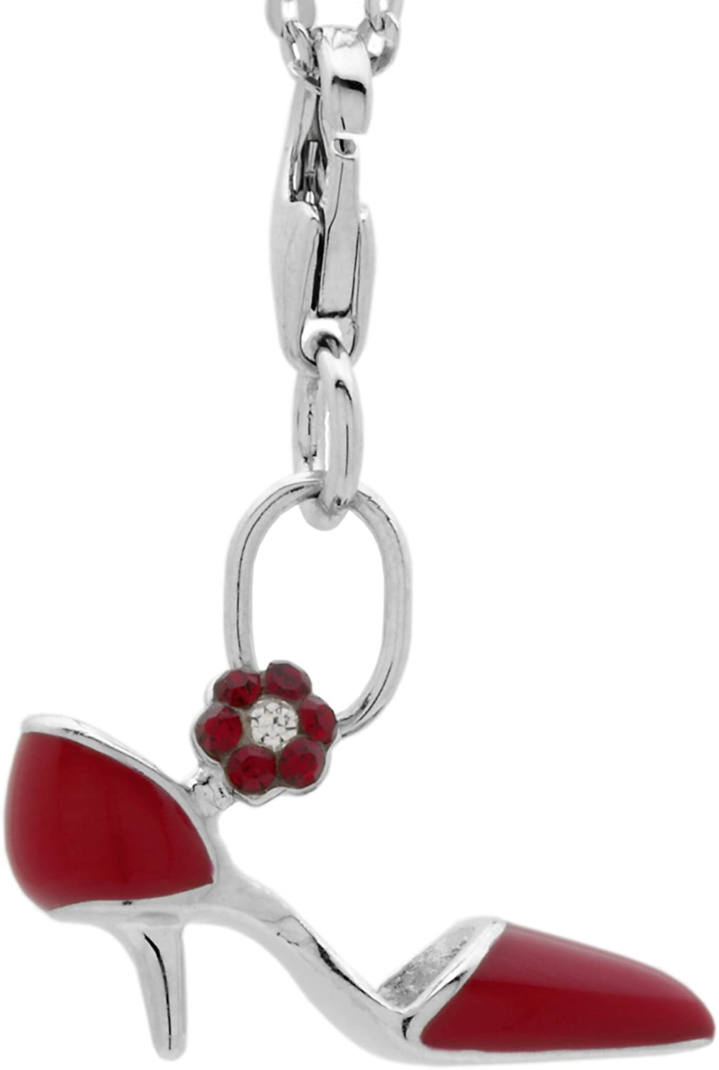 Carlo Monti JCM1081-628 Women's Charm Pumps Red Rhodium-Plated 925 Sterling Silver, Sterling Silver, Silver, Red