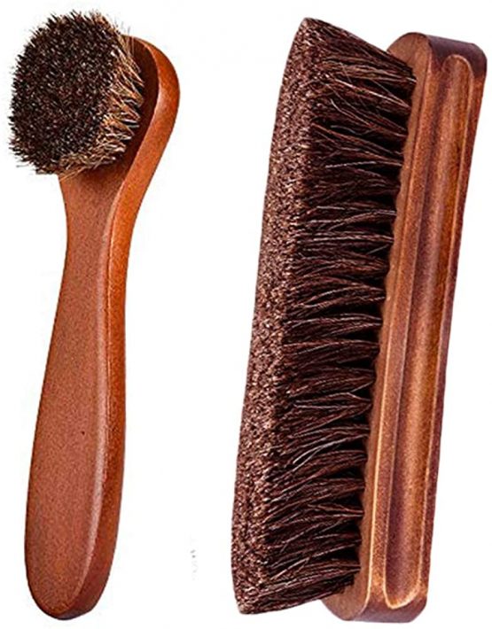 Shoe Brush Set, KY-Tech 2pcs Premium Soft Shoe Brush Shoe Shine Brush for Buffing Polishing, Horse Hair Brush Shoe Cleaning Brushes for Boots, Shoes, Car Seats, Sofas, Bags Great Christmas Gift