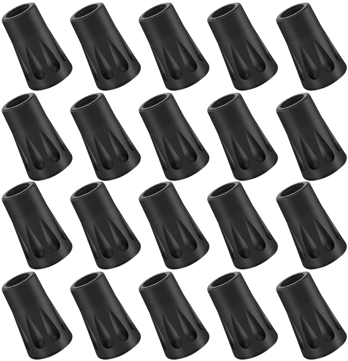 20 Pcs Rubber Walking Pole Tips, Replacement Walking Stick Caps Trekking Pole Tip Protectors, Hiking Pole Ferrule Crutch Tips Ends, Walking Pole Accessories for Outdoor Camping Sports Gear