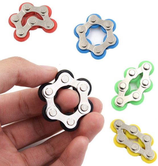 Haishell 5 Pcs Roller Chain Fidget Toy Stress Relief Steel Bike Chain Fidget Finger Toys for ADD ADHD Anxiety Autism Adults Kids