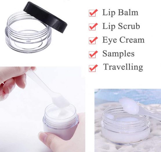 kuou 10 * 15ml Empty Plastic Cosmetic Jars, Sample Containers Pots Bottles with Black Screw Lids and 5pcs Spatulas for DIY Travel Makeup Creams/Powder/Mineral Make Up Cosmetic - Image 2