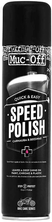Muc-Off Speed Polish, All-In-One Motorcycle Polish and Wax Spray with Pure Carnauba, Hydrophobic Water Resistant Barrier