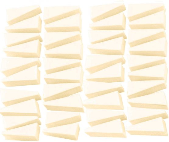 kuou 40pcs Nail Art Sponges, Triangle Make Up Sponges Cosmetic Sponge Wedges, Triangle Shape Makeup Foundation Beauty Tool