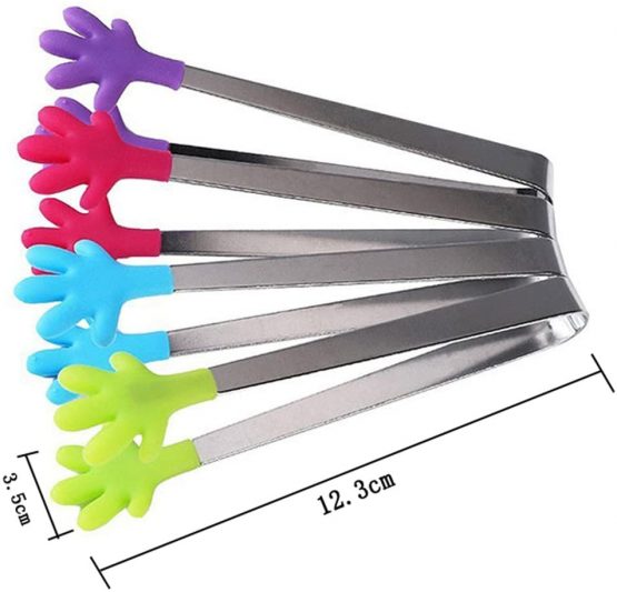 Hillento 4 PCS Mini Tongs/Ice Tongs with Perfectly Designed Silicone Hand Shape Tongs Best Kitchen Gadgets, for Muffins, Pancakes, Cookies, Chocolate - Image 2