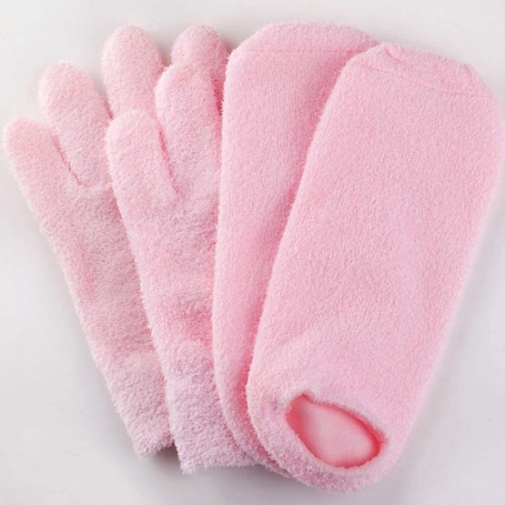 Lurrose 2 Pairs Spa Gloves Beauty Infused Gel Moisturizing Essential Oil Softening Gloves Socks Cracked Hands - Image 2