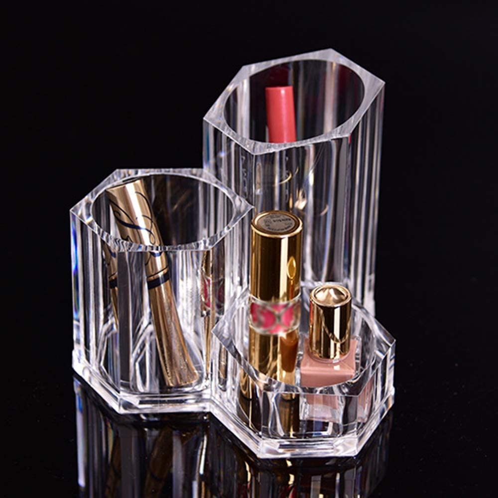 Guolich Makeup Organiser Brush Holder 3 Sections Acrylic Cosmetics Storage Case Stand for Makeup Toothbrushes, Pen - Image 4