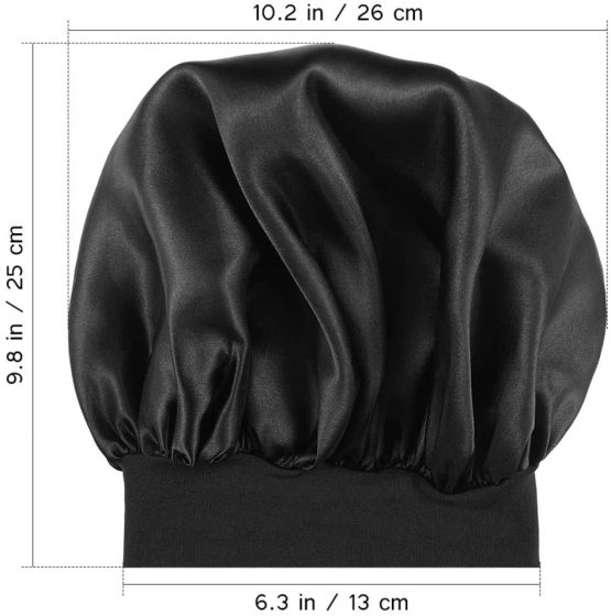 Milisten satin bonnet Sleep Cap Elastic Wide Band Hat Night Sleeping Head Cover for Good Sleeping - black - Image 3