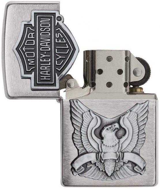 Zippo Harley Davidson Made In Usa Emblem Lighter - Brushed Chrome - Image 3