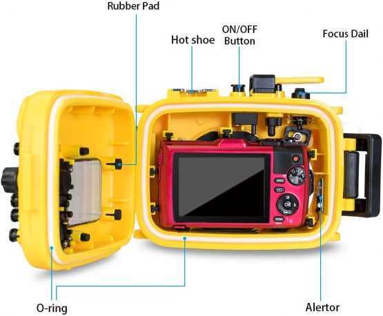 For Olympus TG-3/TG-4 yellow 195FT/60M Sea frogs Underwater camera waterproof diving housing - Image 4