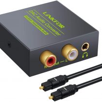 LiNKFOR DAC Converter Digital to Analog Converter Digital SPDIF Toslink to Analog Stereo Audio RCA L/R Audio Adapter with Optical Cable 3.5mm Jack Output for HDTV Blu Ray DVD Sky HD Amps TV Box