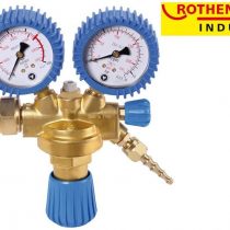 ROTHENBERGER Industrial Sauerstoff Druckminderer inkl. Flammenrückschlagventil mit 2 Manometern für Sauerstoff Mehrweg Flaschen 35634