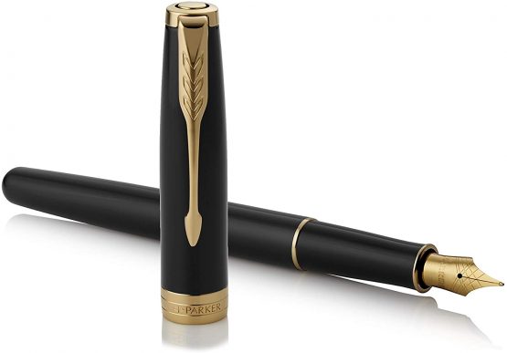 Parker Sonnet Duo Gift Set with Ballpoint Pen & Fountain Pen (18K Gold Nib), Gloss Black with Gold Trim, Black Refill & Cartridges, Gift Box - Image 4