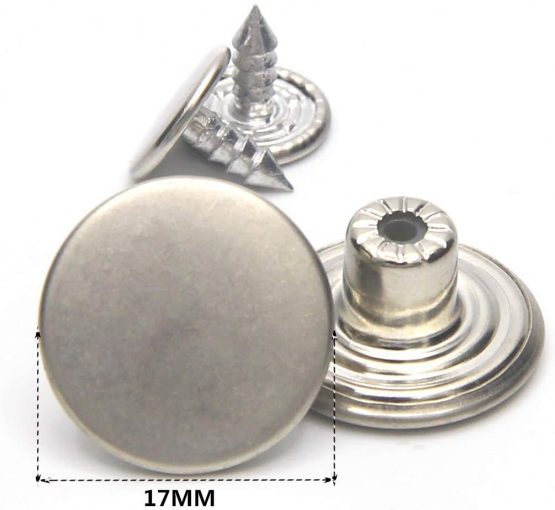 17mm Jeans Buttons No-Sew Metal Tack Buttons Replacement Kit 12 Set, Matte Silver - Image 2