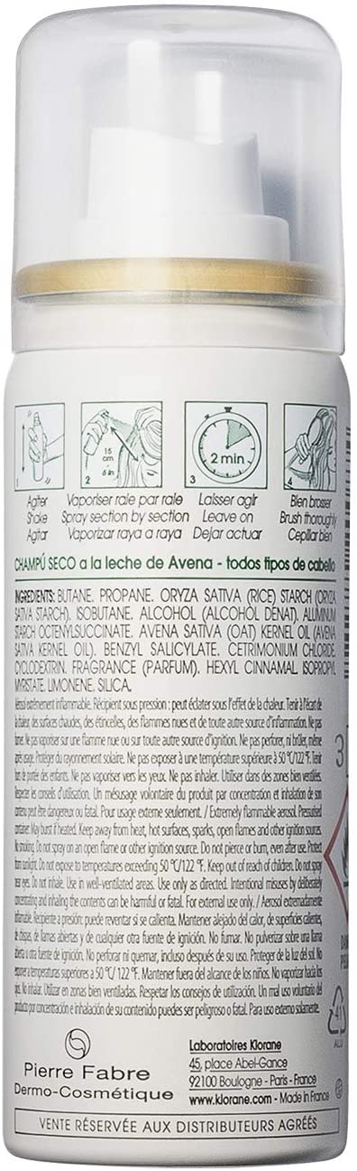 Klorane Dry Shampoo with Oat Milk Spray 50ml, 50 ml (Pack of 1) - Image 2