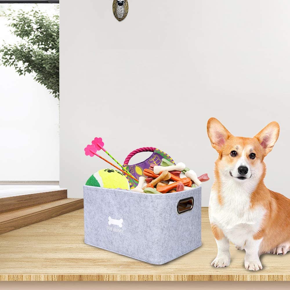 Dog Toys Storage Bins, Pet Toy and Accessory Storage Basket, Foldable
