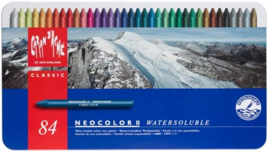 Caran Dache Metal tin with 84 Assorted Colours