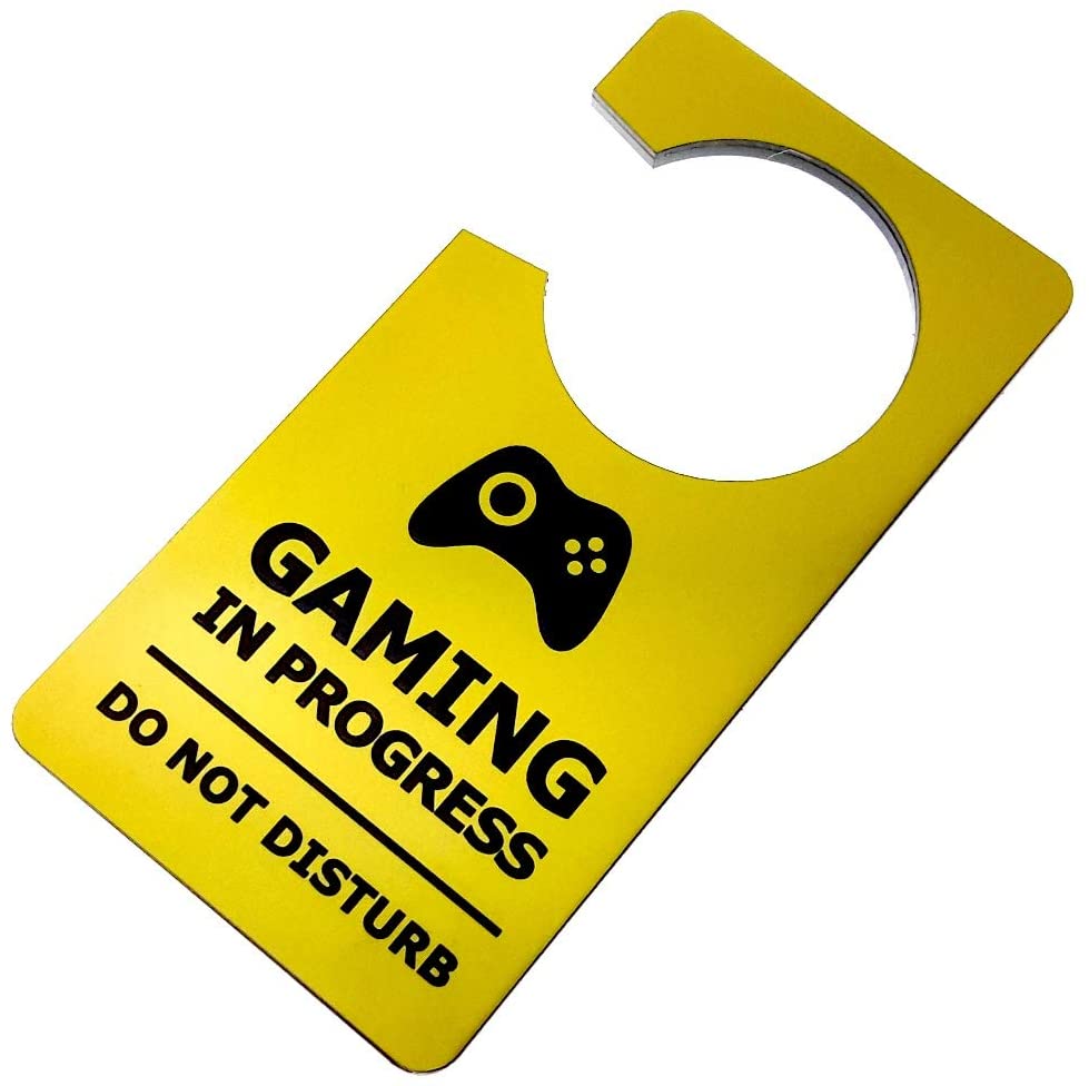 OriginDesigned Gaming in Progress, Do Not Disturb, Room Door Hanger Sign in Yellow Acrylic for Boys Girls, Bedrooms - Image 4