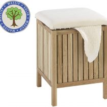 WENKO Bathroom and Household Norway-Stool, Walnut wood, Brown, 39 x 39 x 52 cm