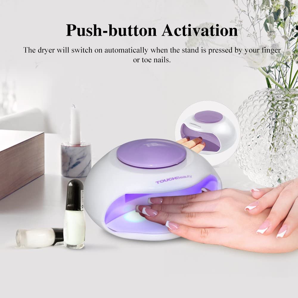 TOUCHBeauty Mini-Sized Nail Dryer with Fan and 3 LED Light for Regular Nail Polish Lamp AG-0889N, Purple - Image 3