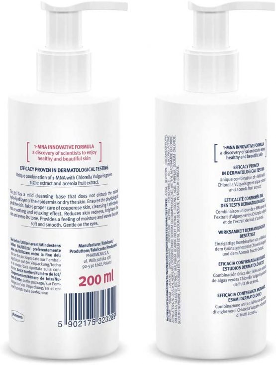 Revium Rosacea Anti-Redness Cleanser Sensitive Face Wash Gel or Coupreose Skin Prone to Erythema, with 1-MNA Molecule, Chlorella Vulgaris Green Algae Extract, Acerola Friut, Soap Product, 200ml - Image 2