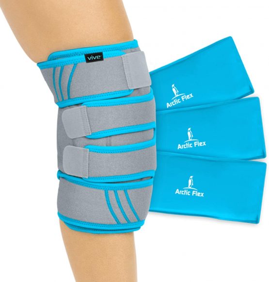 Vive Knee Ice Pack Wrap - Cold/Hot Gel Compression Brace - Heat Support Strap for Arthritis Pain, Tendonitis, ACL, Athletic Injury, Osteoarthritis, Women, Men, Running & Surgery