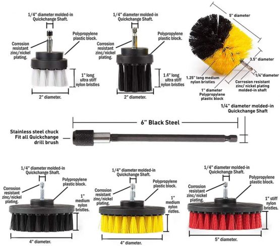 JOQINEER 13 Pieces Drill Power Scrubber Brush Scouring Pads & Sponge Cleaning Kit-All Purpose Cleaner Scrubbing Cordless Drill for Cleaning Pool Tile, Sinks,Bathtub, Ceramic, Polishing, Automobile - Image 3