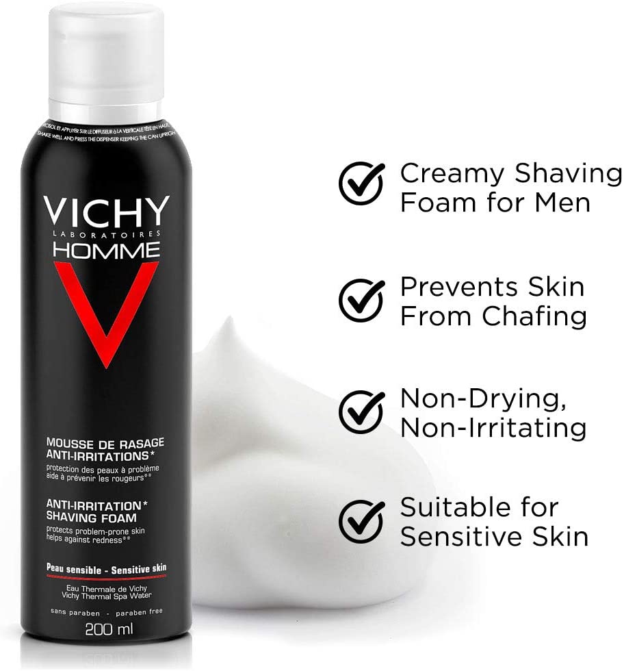 Vichy Homme Anti-Irritation Shaving Foam 200ml, multi-colord, 10.73 l (Pack of 1) - Image 2
