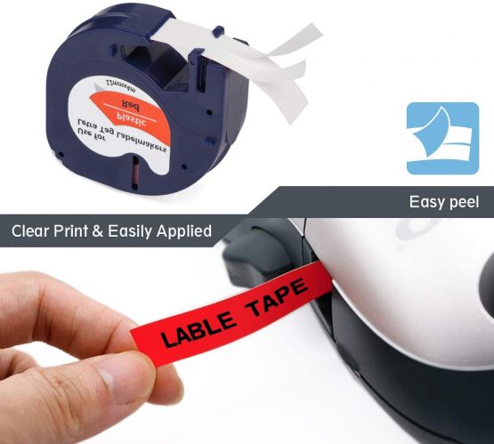 6X LetraTag Label Plastic Label Tape for Dymo, 12 mm x 4 m Roll, Black on Transparent/White/Yellow/Red/Blue/Green, Replacement Dymo Clear Label Tape - Image 4