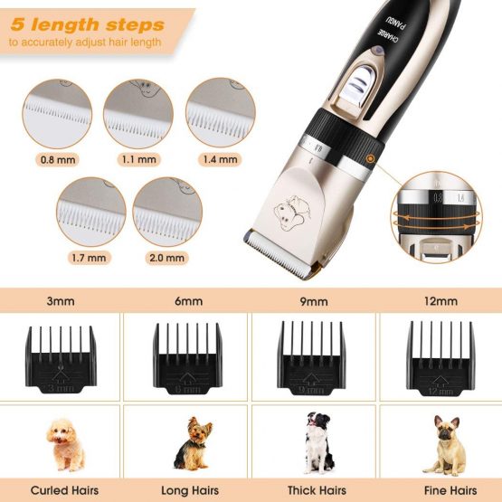 PANGU Dog Clippers Professional Pet Grooming Kit Low Noise, Rechargeable Pet Shaver Cordless Silent Dog Hair Trimmer with scissors comb Best Hair Clipper for Dogs Cats pets - Image 3