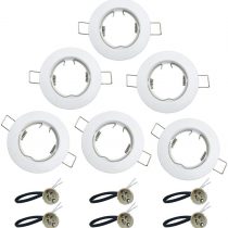 KingYH 6 Pack Round Recessed Spotlights Trim Ring Fitting GU10 Light Mounting Frame with GU10 Lamp Holder for Ceiling Spotlight MR16 and 50mm Bulb Halogen Light Fitting Silver