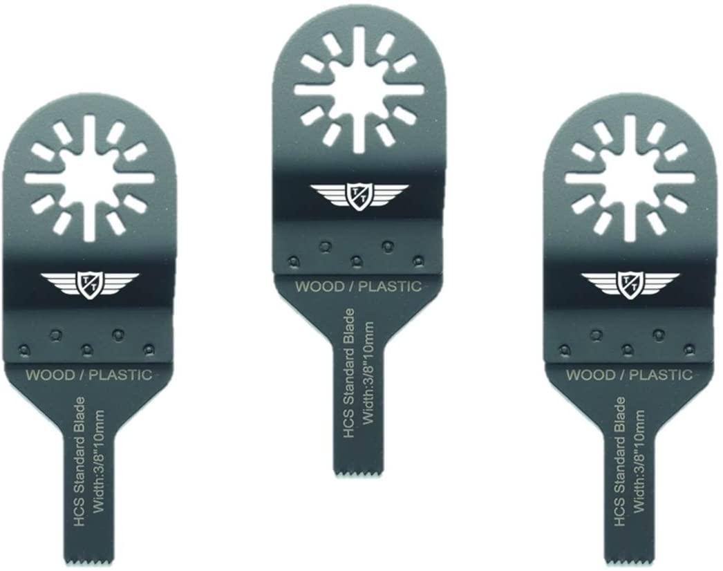 3 x 10mm TopsTools UN10F_3 Wood Cutting Blades Compatible with Bosch Fein (Non-StarLock) Makita Milwaukee Einhell Ergotools Hitachi Parkside Ryobi Worx Workzone Multitool Multi Tool Accessories