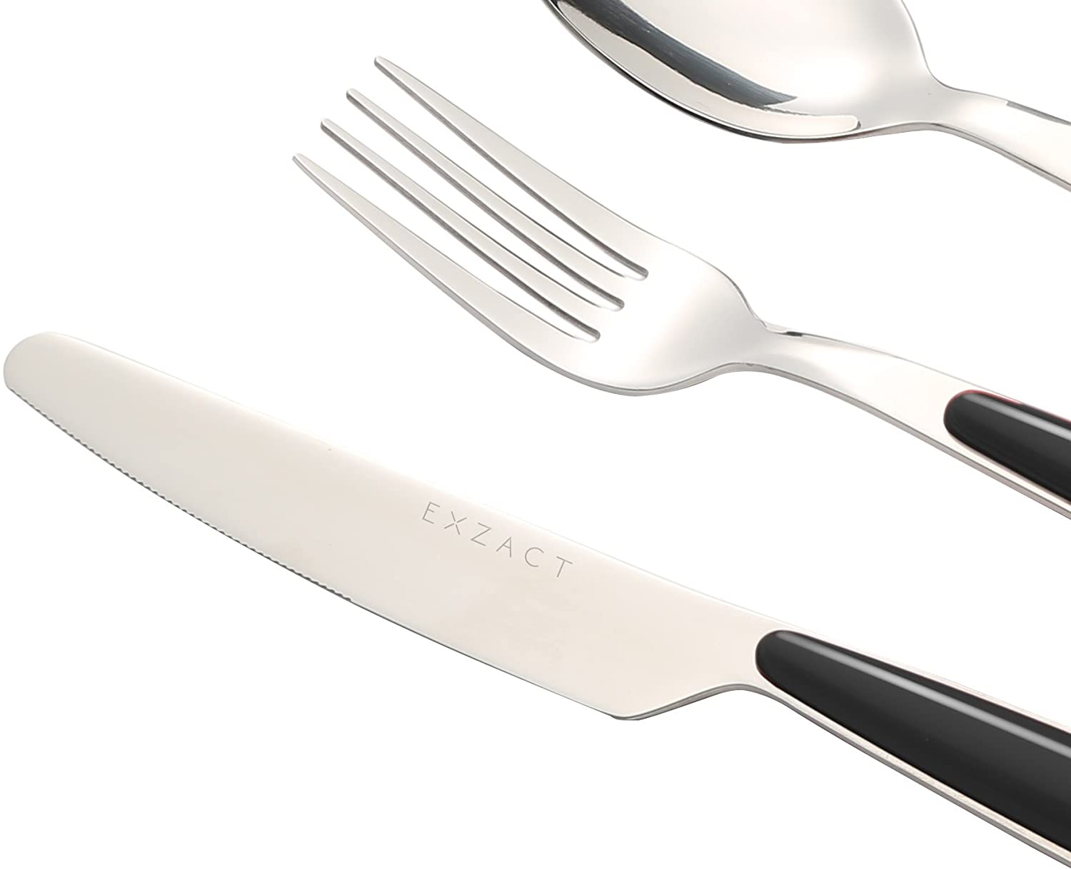 EXZACT Cutlery Set of 24, Stainless Steel with Color Handles, 6 Forks, 6 Dinner Knives, 6 Dinner Spoons, 6 Teaspoons - Image 4