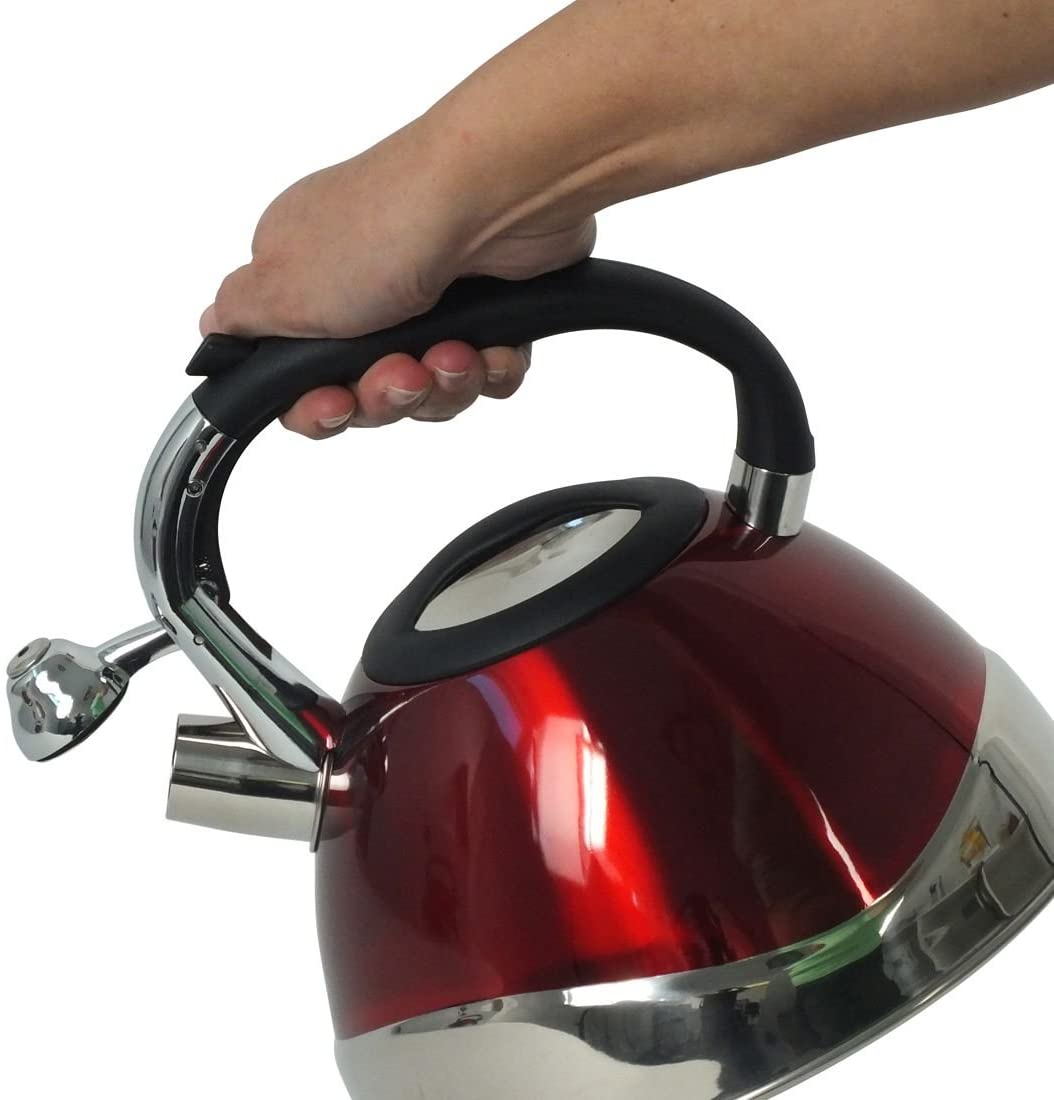 kela 11658 Kettle with Whistle, Stainless steel 18|10, Red, 22 x 22 x 21.5 cm - Image 2