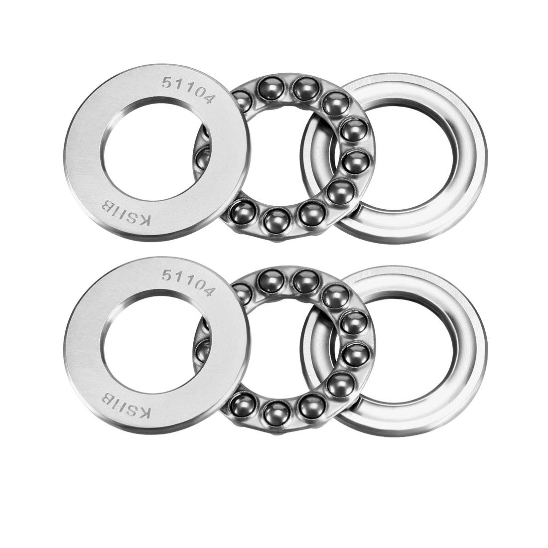 sourcing map 51104 Thrust Ball Bearings 20mm x 35mm x 10mm Chrome Steel ABEC3 Single Row Roller 2pcs, 20mmx35mmx10mm