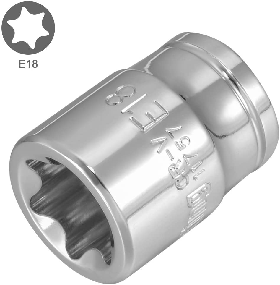 sourcing map 2Pcs 3/8-inch Drive E18 External Torx Shallow Socket, Cr-V Steel (Polishing) - Image 2