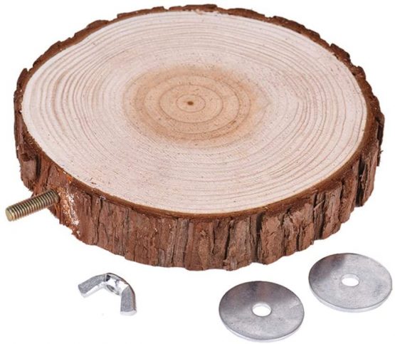 POPETPOP Round Wooden Springboard Bird Parrot Perch Platform Stand Rack Toy Small Animals Hamster Cage Stands (10-12cm) - Image 2
