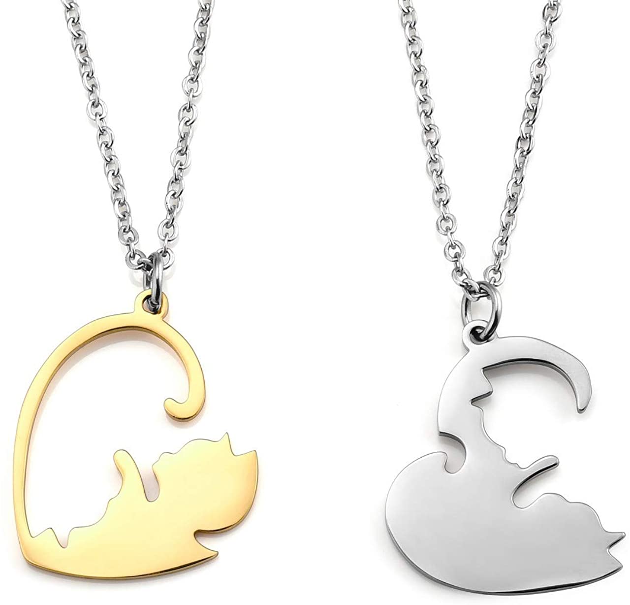 Jovivi 2pc Heart Friendship BFF Cat Necklace Best friend necklaces for 2,friendship gifts for women christmas birthday Friend Gifts - Image 4