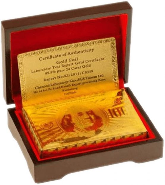 Luxurious 24K Gold Plated Playing Cards Case and Certificate With Wooden Gift Box | Make Your Magic Tricks More Luxurious & Creative Family & Friends - Image 3